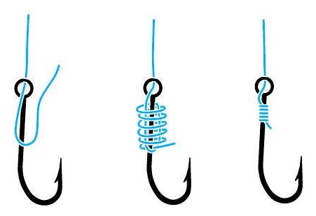 Как завязать леску на рыболовный крючок разными узлами